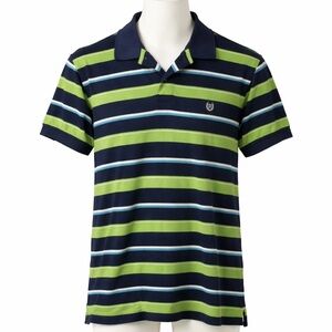 Chaps Ralph Lauren Men’s Polo Shirt XL Navy Green Striped Stretch Cotton Golf